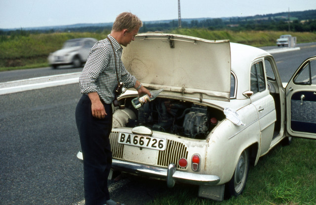 Severely overheated engine, Saint-Denis-d'Orques; France in 1965